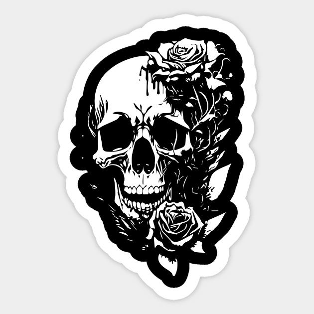 rock skull and roses Sticker by lkn